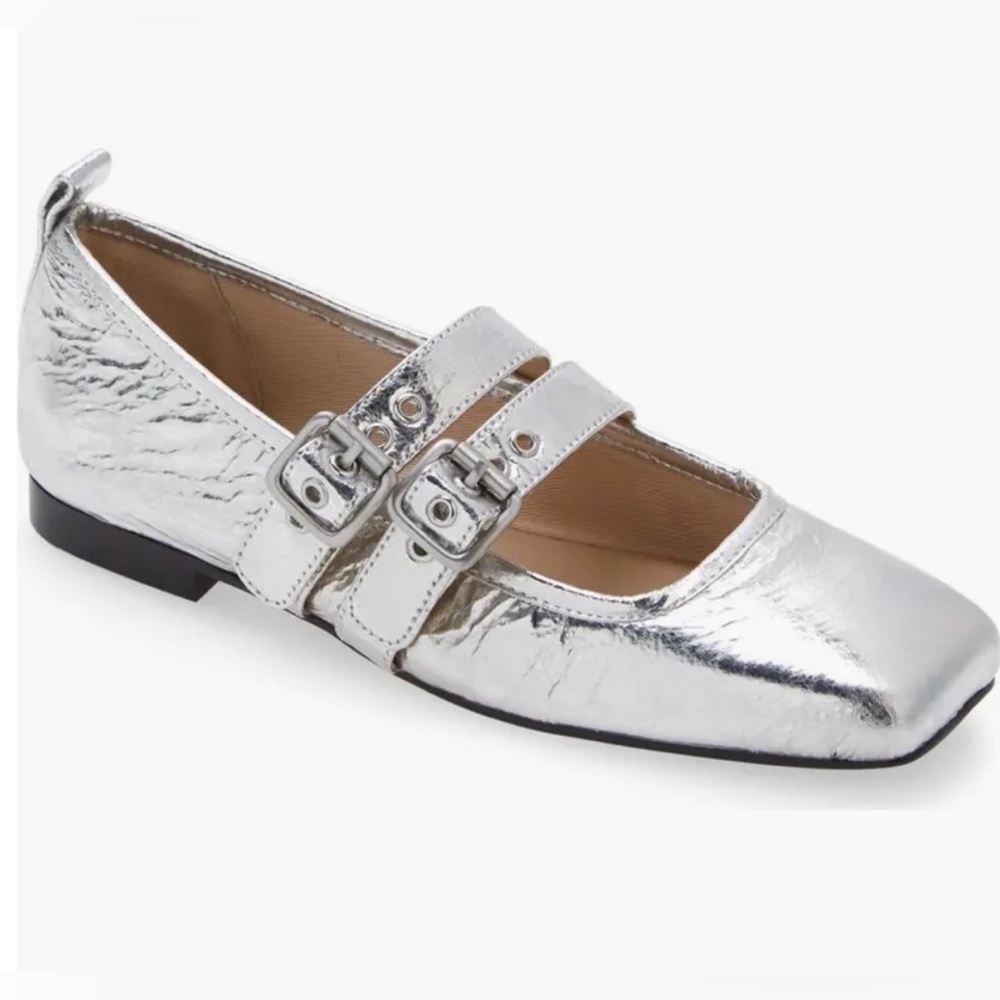 Dolce Vita Ashlyn Mary Jane Flat NWOB Silver Distressed Leather Size US 7.5